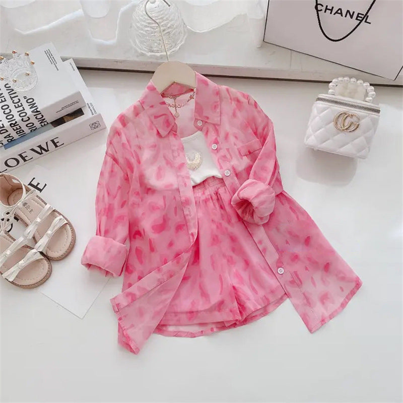 Cubs lane Pink Floral Print Blouse And Shorts Set