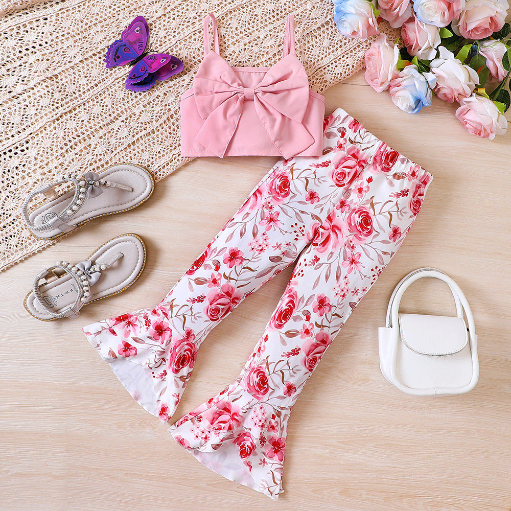 Cubs lane Pink Floral Print Top And Pant Set