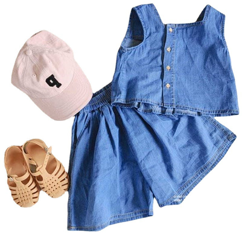 Cubs Lane Blue Stripe Print Blouse And Shorts Set