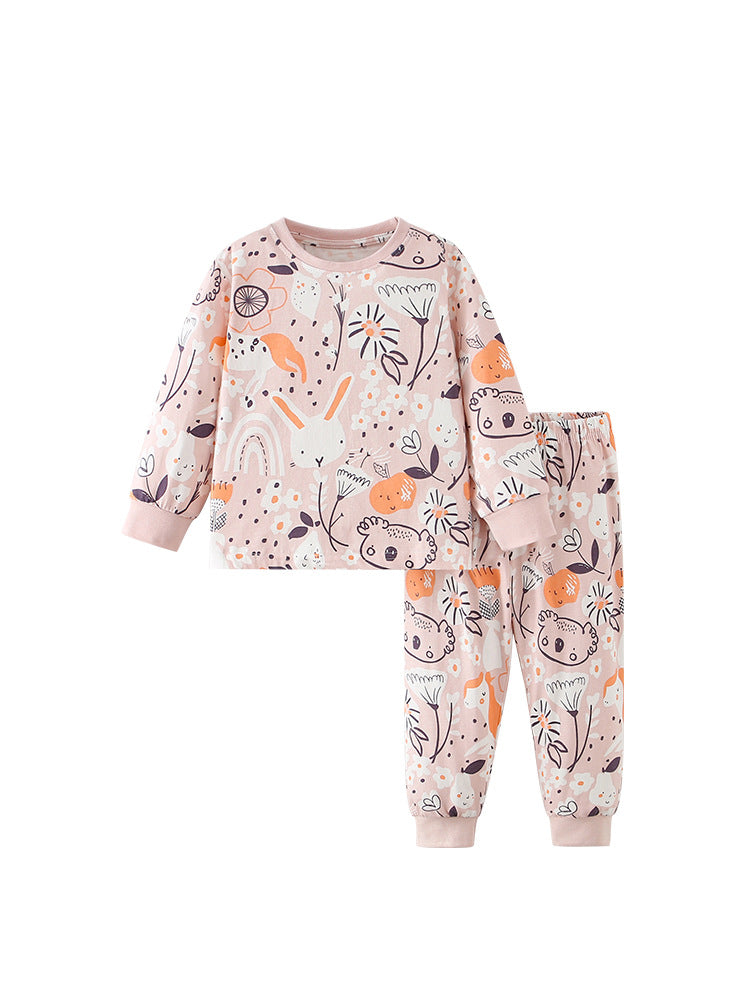 Cubs lane children's stylish printed round neck elastic pants suit