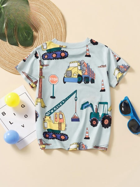 Cubs Lane short-sleeved boys' T-shirt cartoon car pattern