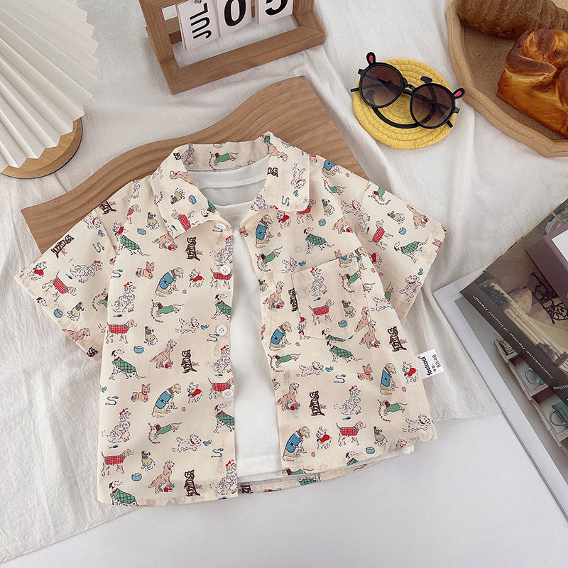 Cubs Lane children's full print tops baby cartoon casual shirts