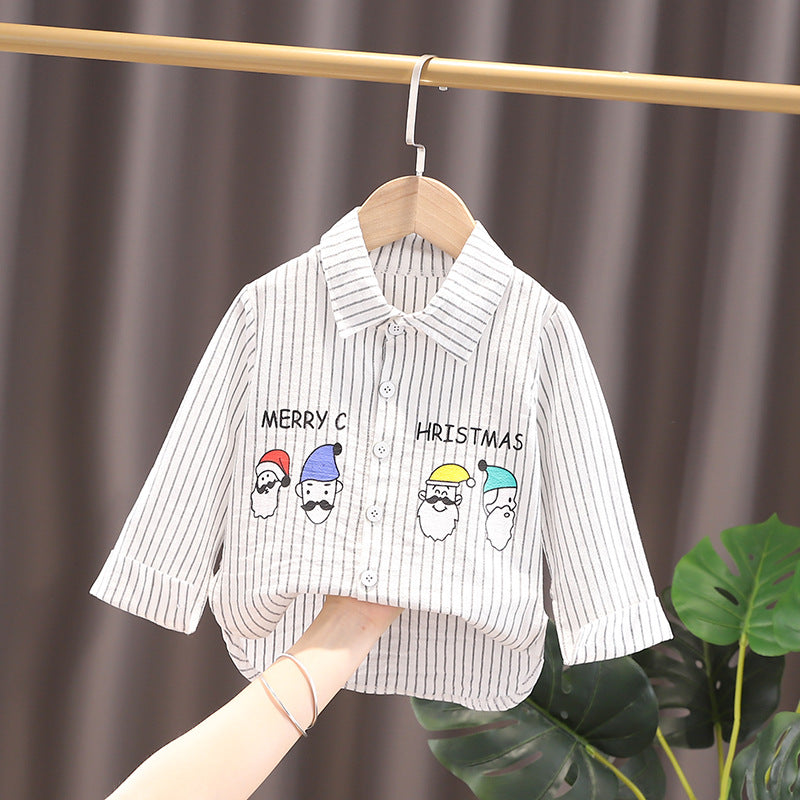 Cubs Lane Boys baby fashion vertical striped long-sleeved shirt infant