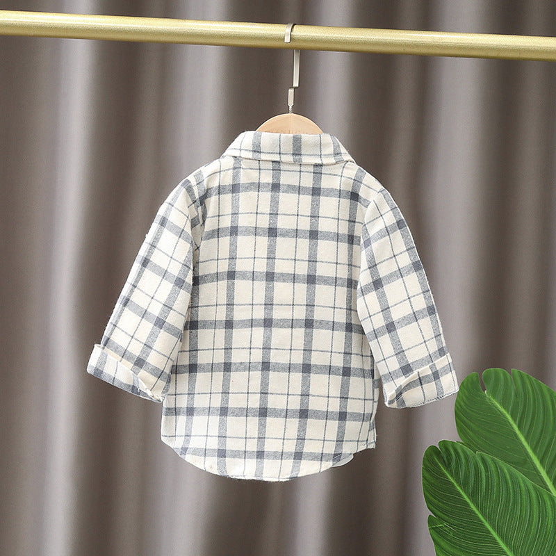 Cubs Lane Cute Long Sleeve Shirt Baby Children's Clothing Small Square Plaid Trend