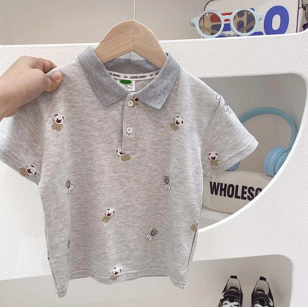 Cubs Lane Children's Summer Printed Tops Western Style Lapel All-match T-shirt Clothes