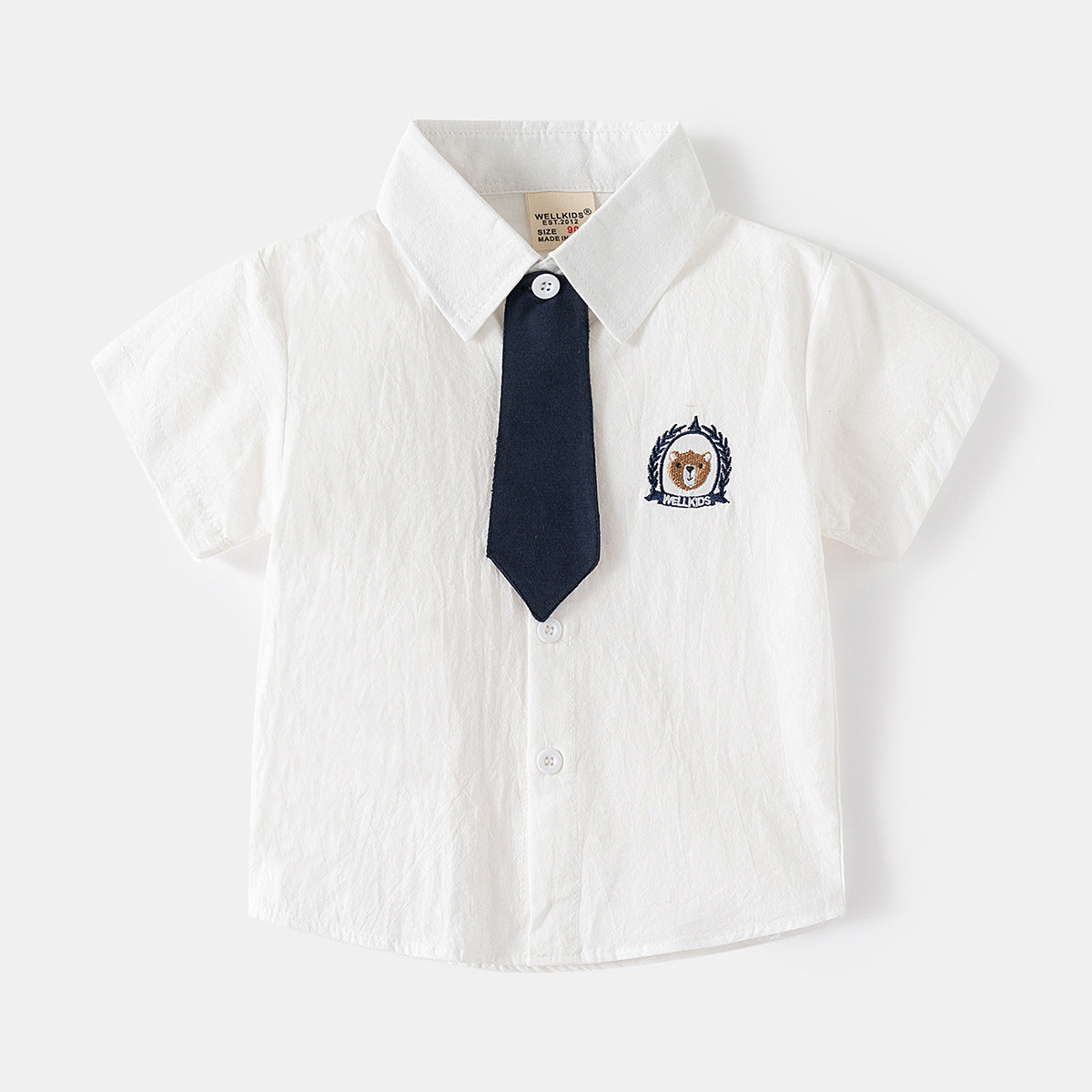 Cubs Lane new boys short-sleeved shirt baby tie embroidery