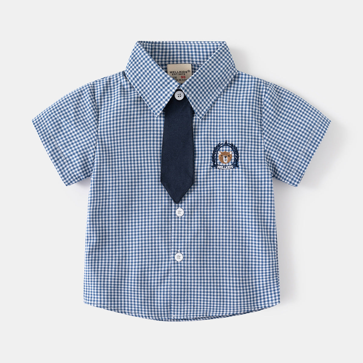 Cubs Lane new boys short-sleeved shirt baby tie embroidery