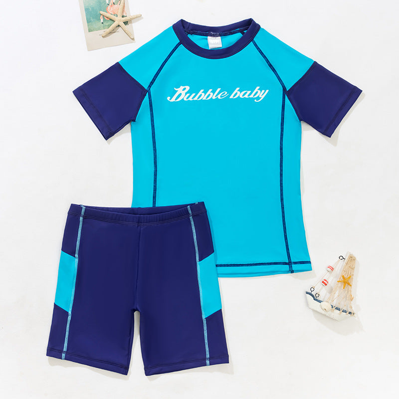 Cubs Lane children short-sleeved split stitching swimsuit high elastic children's swimsuit