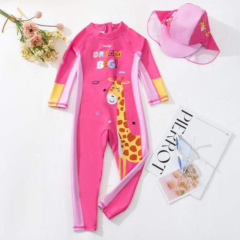 Cubs Lane professional cartoon long-sleeved trousers one-piece swimsuit