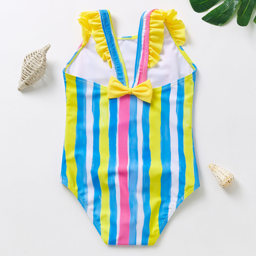 Cubs Lane children's swimsuit colorful irregular stripes girls