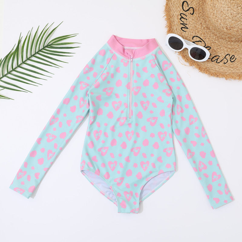 Cubs Lane Export new style foreign single love long-sleeved sun protection swimsuit