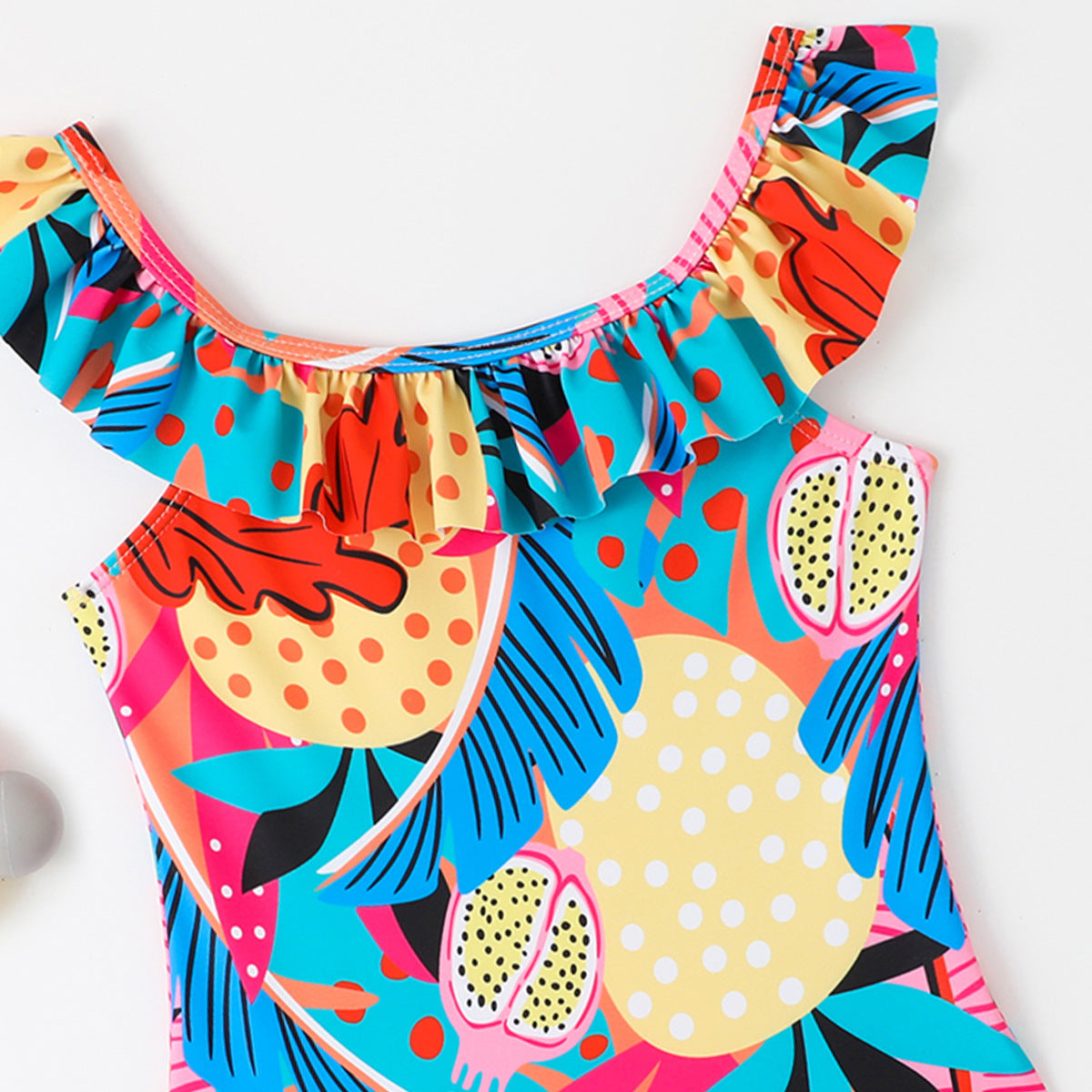 Cubs Lane new printed ruffled sling round neck one-piece cross-border swimsuit