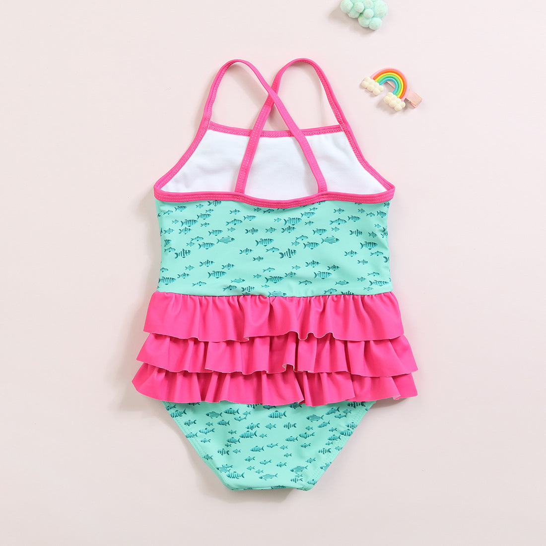 Cubs Lane cute ruffled flamingo baby girl comfortable high elastic high quality swimsuit