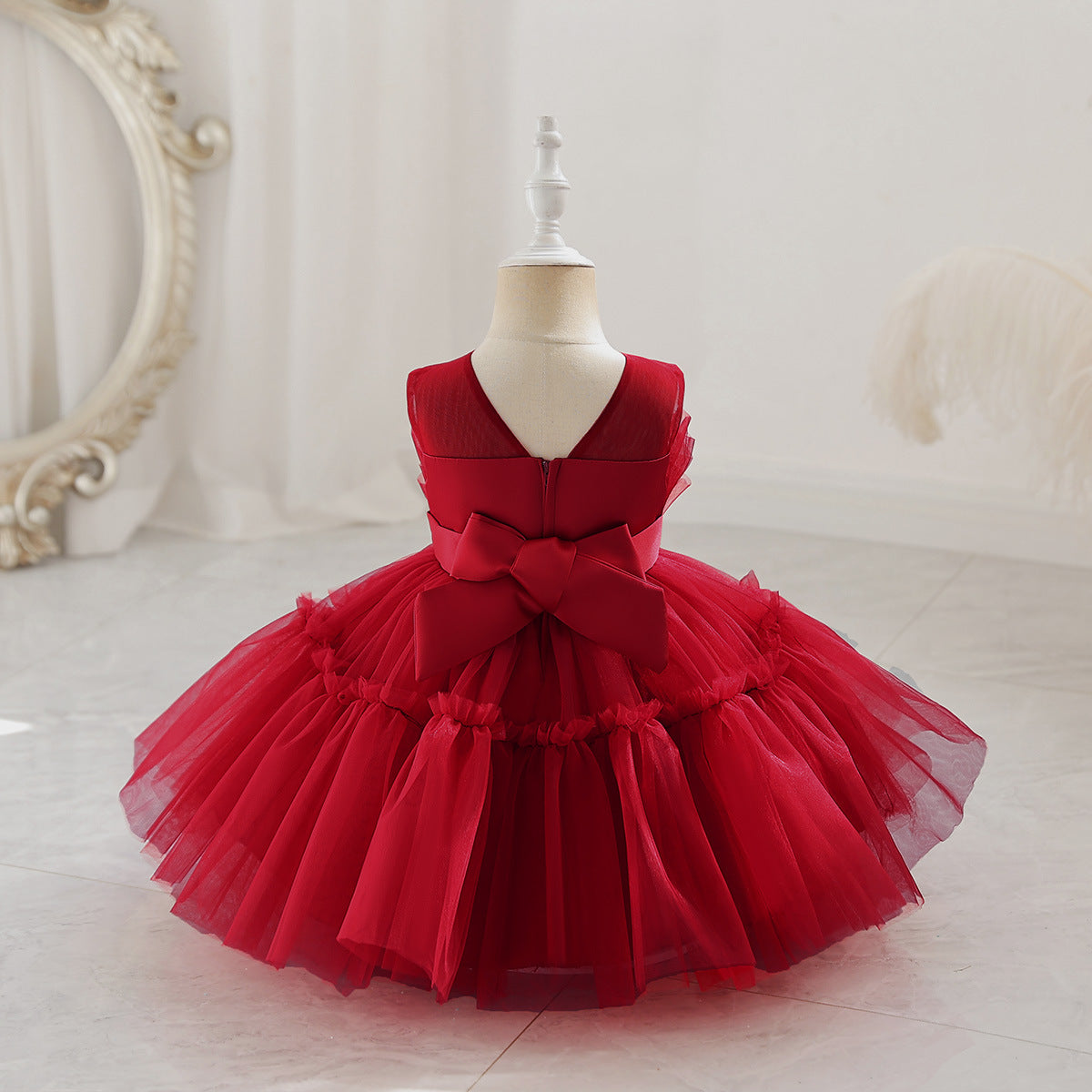 Cubs Lane Party Wear Red  Dress For Girls